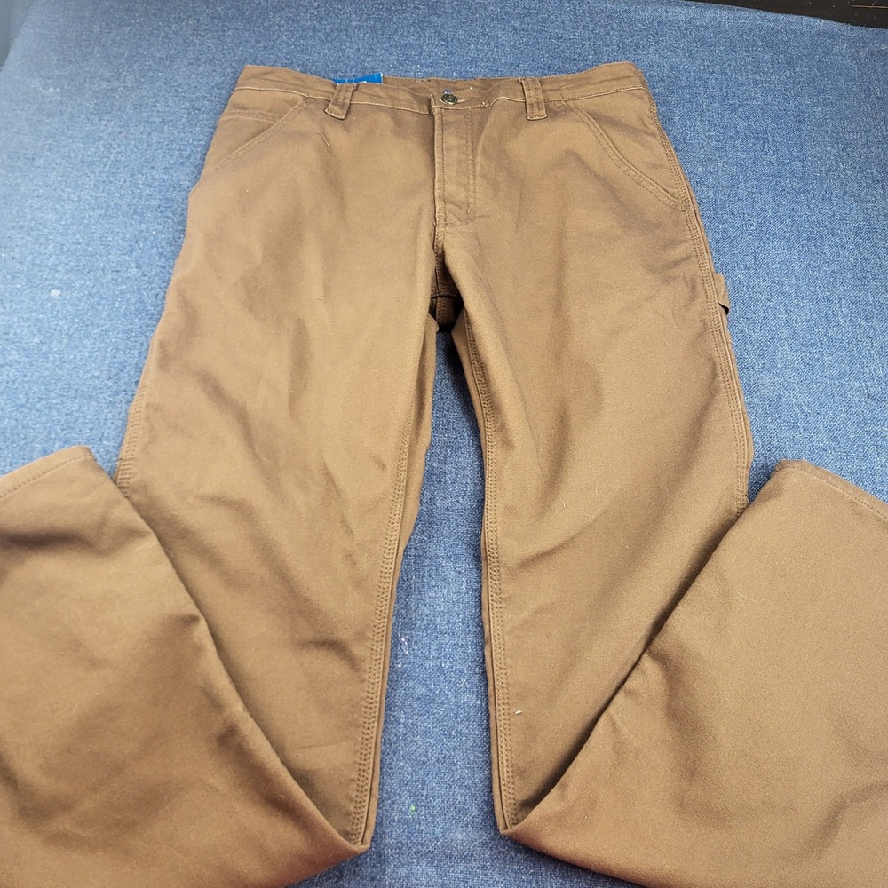 Rugged Wear Mens Fleece Lined Carpenter Pants Brown Flex Canvas 36x36 Workwear